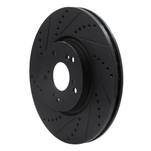 Acura TL Brake Rotor (1) - Front Left - R1 Concepts - Drilled & Slotted - Black - `04-`08